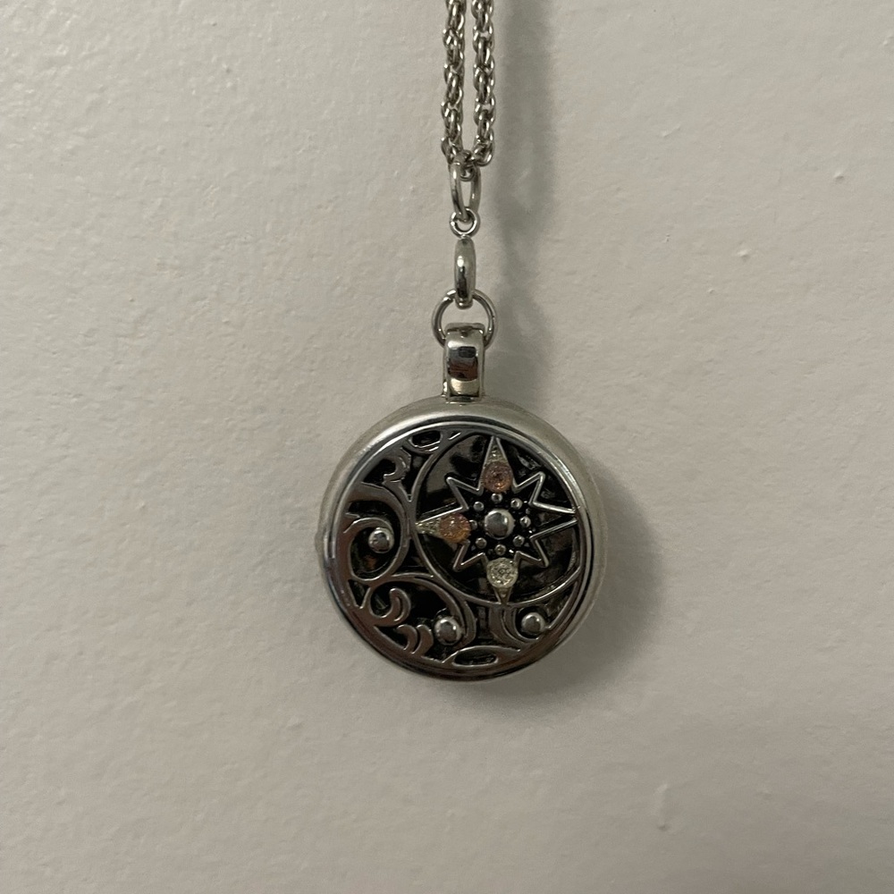 Silver Floral Star Locket Necklace - Women Jewelry
